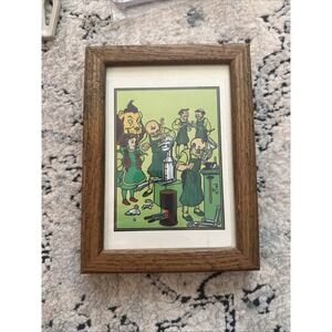 Vintage Real Wood Frame Postcard Wizard Of Oz 1986 5 X 7
